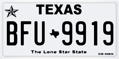 TX license plate BFU9919