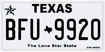 TX license plate BFU9920