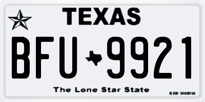 TX license plate BFU9921