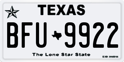 TX license plate BFU9922