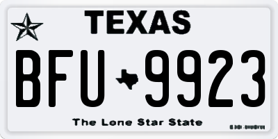 TX license plate BFU9923