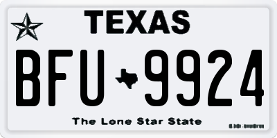 TX license plate BFU9924