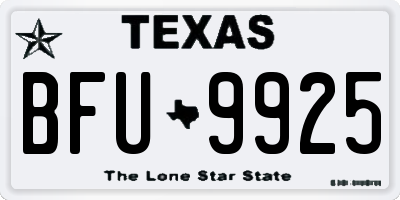 TX license plate BFU9925
