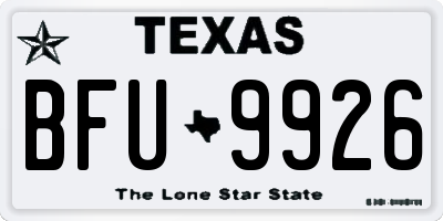 TX license plate BFU9926