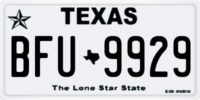 TX license plate BFU9929