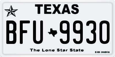 TX license plate BFU9930