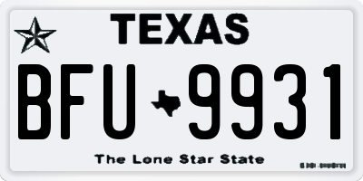 TX license plate BFU9931