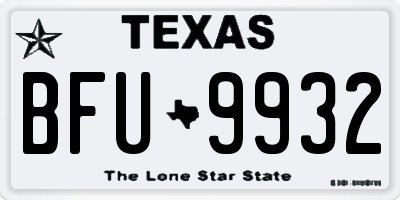 TX license plate BFU9932