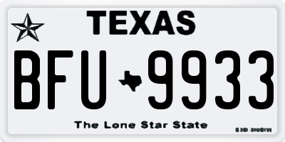 TX license plate BFU9933
