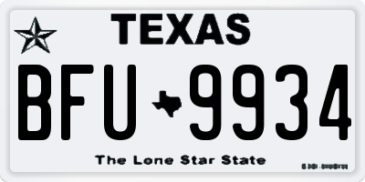 TX license plate BFU9934