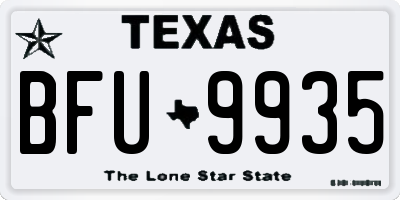TX license plate BFU9935