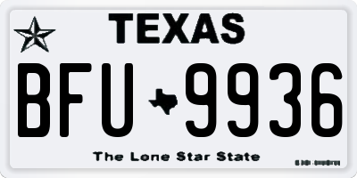 TX license plate BFU9936