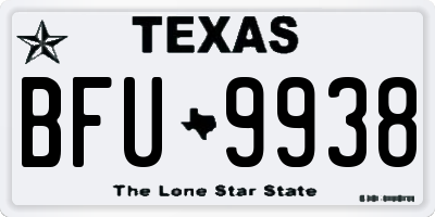 TX license plate BFU9938