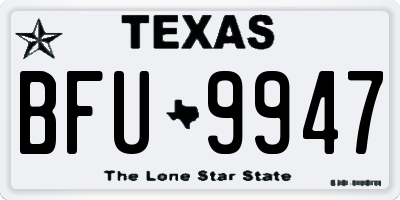 TX license plate BFU9947