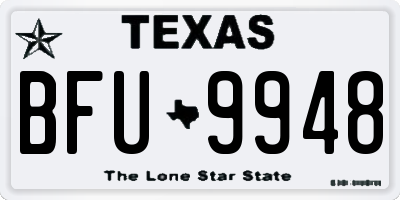 TX license plate BFU9948