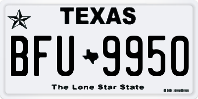 TX license plate BFU9950