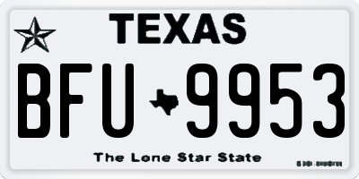 TX license plate BFU9953