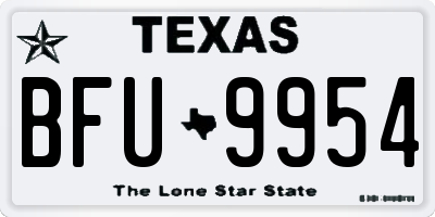 TX license plate BFU9954