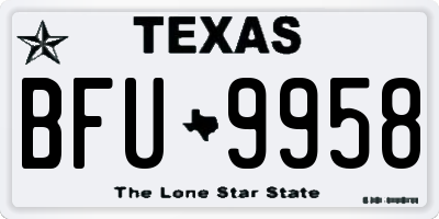TX license plate BFU9958
