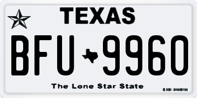 TX license plate BFU9960