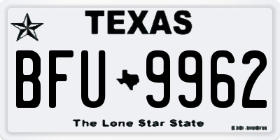 TX license plate BFU9962