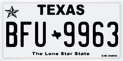 TX license plate BFU9963