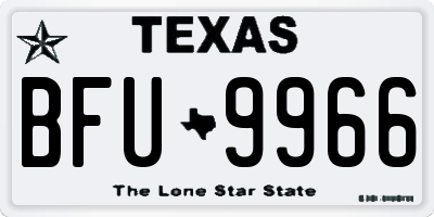 TX license plate BFU9966
