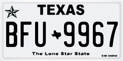 TX license plate BFU9967