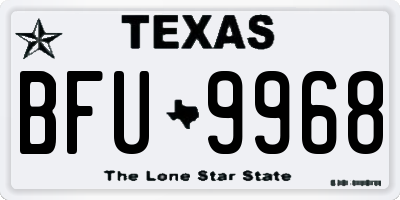 TX license plate BFU9968