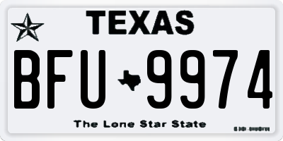 TX license plate BFU9974