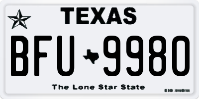 TX license plate BFU9980