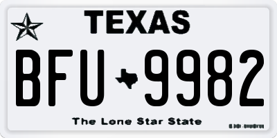 TX license plate BFU9982