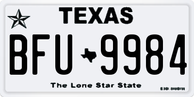 TX license plate BFU9984
