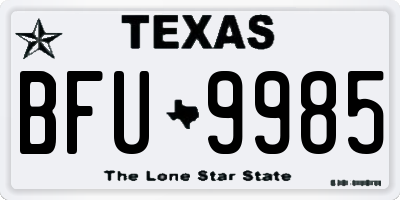 TX license plate BFU9985