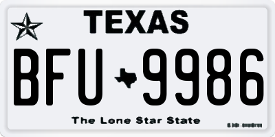 TX license plate BFU9986