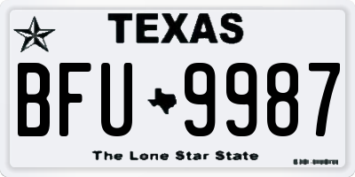 TX license plate BFU9987