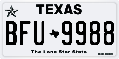 TX license plate BFU9988