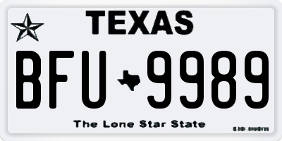 TX license plate BFU9989