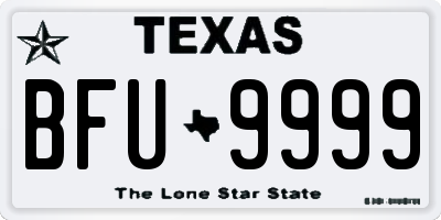 TX license plate BFU9999