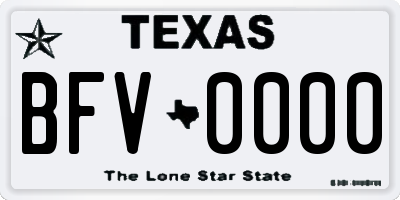 TX license plate BFV0000