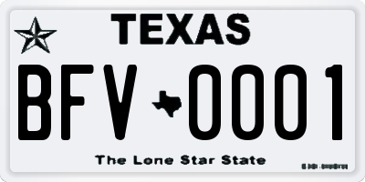 TX license plate BFV0001