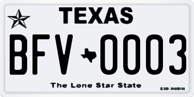 TX license plate BFV0003