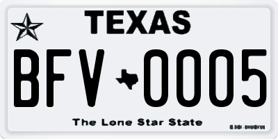TX license plate BFV0005