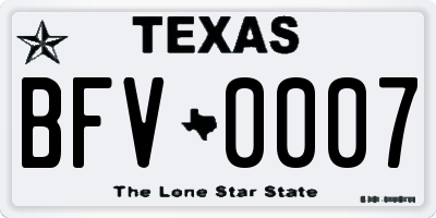 TX license plate BFV0007