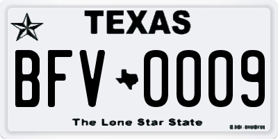 TX license plate BFV0009