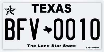 TX license plate BFV0010