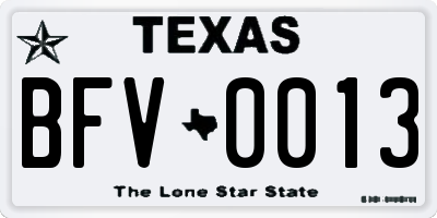 TX license plate BFV0013