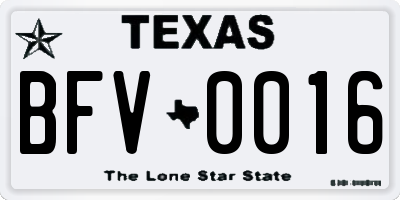 TX license plate BFV0016