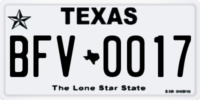 TX license plate BFV0017