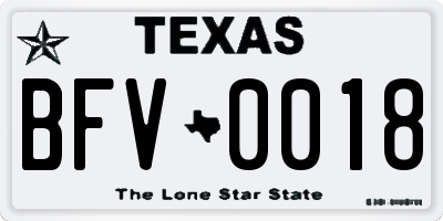 TX license plate BFV0018